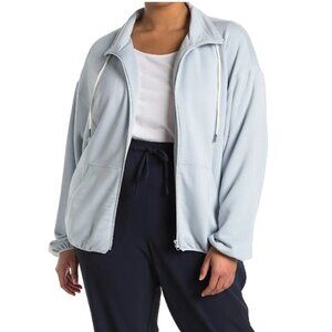 MELLODAY Draw Cord Mock Neck Zip Front Sweatshirt